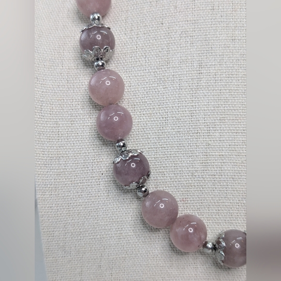 Chunky Lavender Rose Quartz Artisan Necklace D092 - Picture 4 of 6